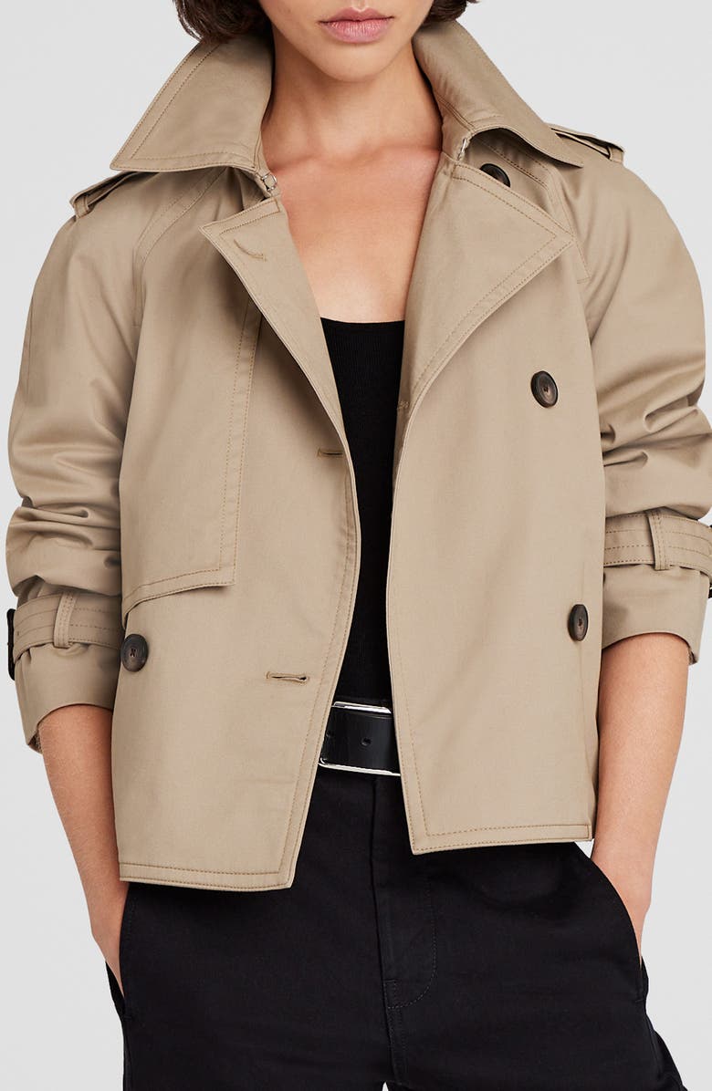 Club Monaco Crop Trench Coat, Main, color, 