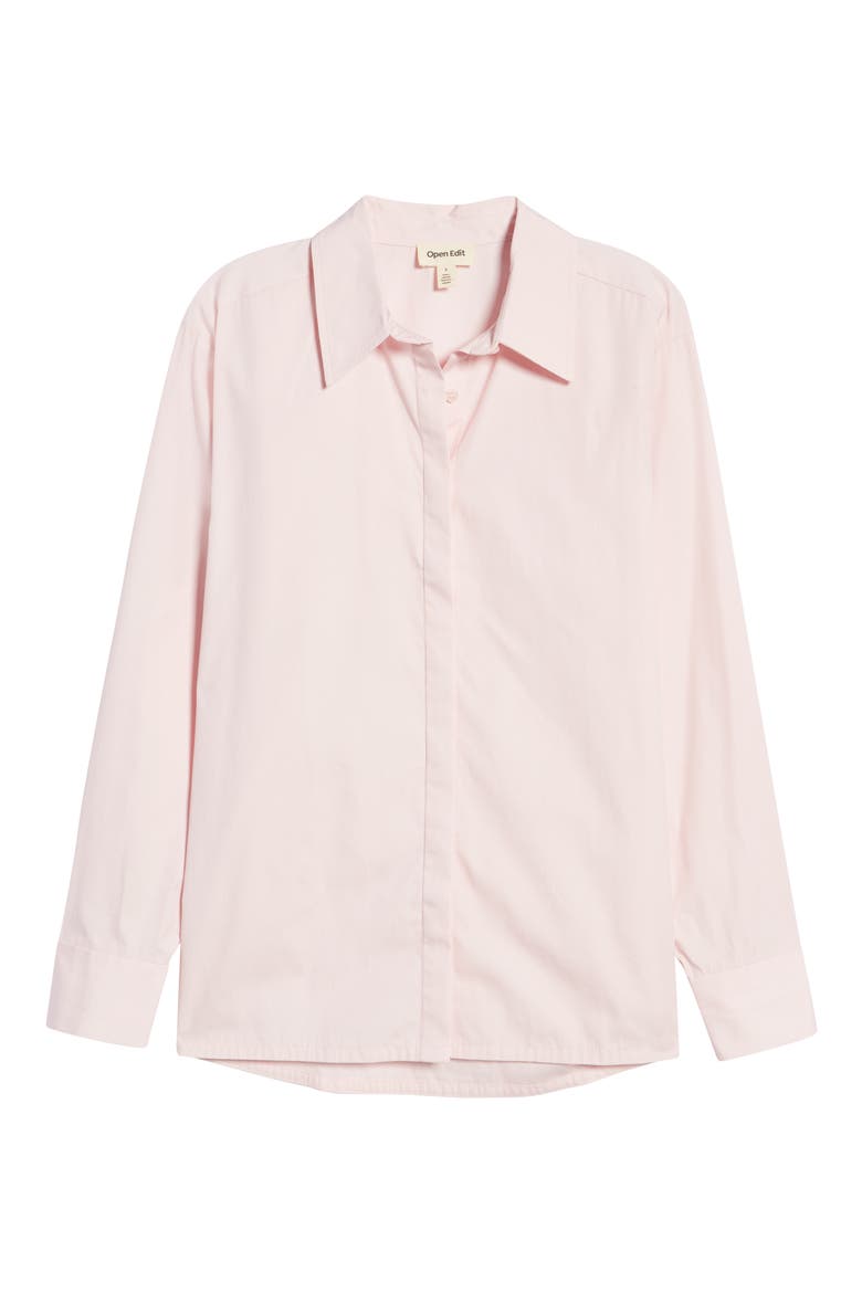 Relaxed Poplin Button-Up Shirt, Alternate, color, PINK CHALK