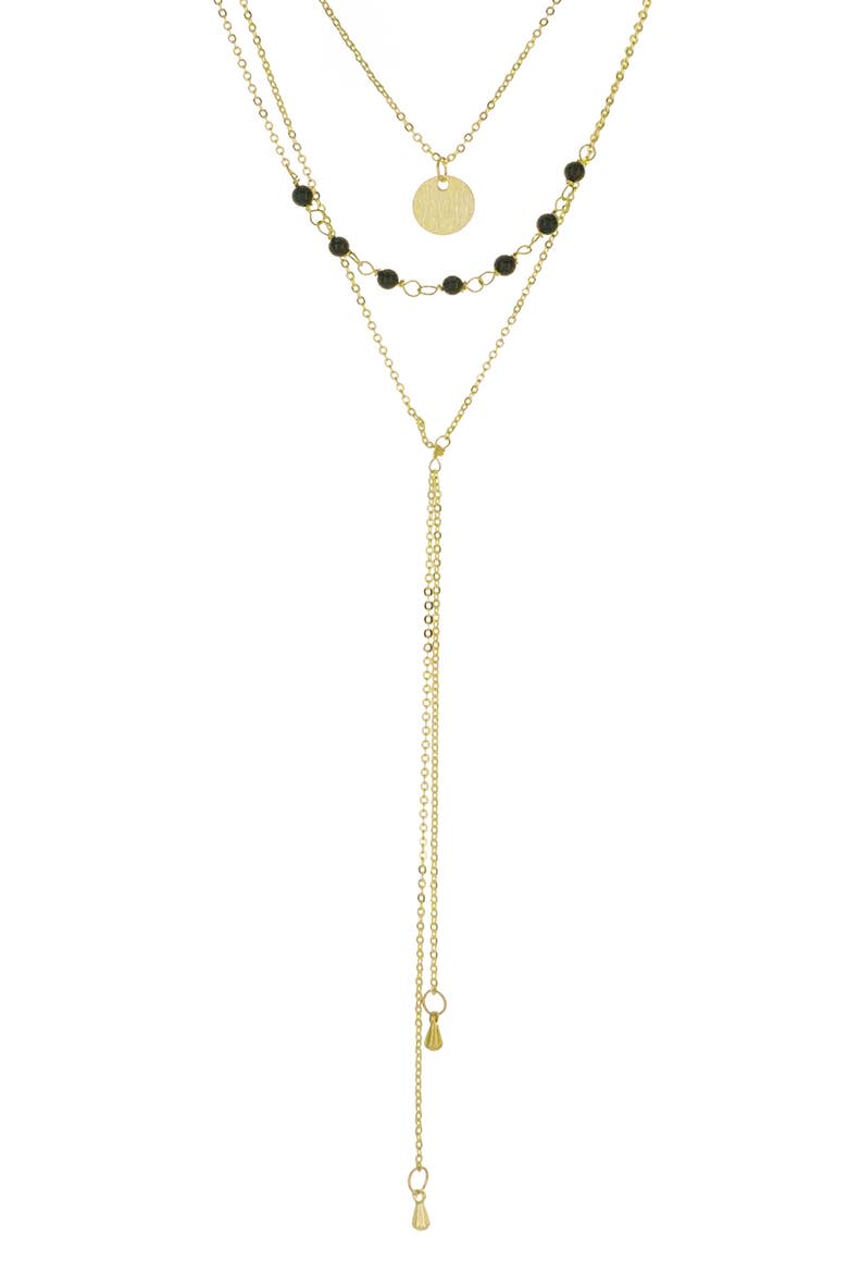 Beaded Layered Y-Necklace, Main, color, BLACK