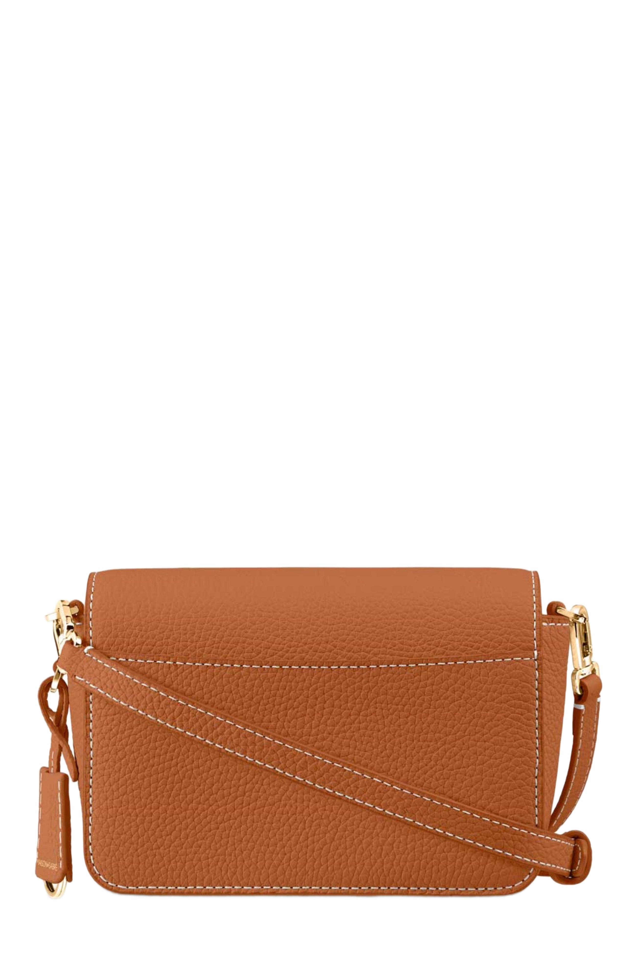 Mini Leather Flap Bag, Alternate, color, Pecan Brown