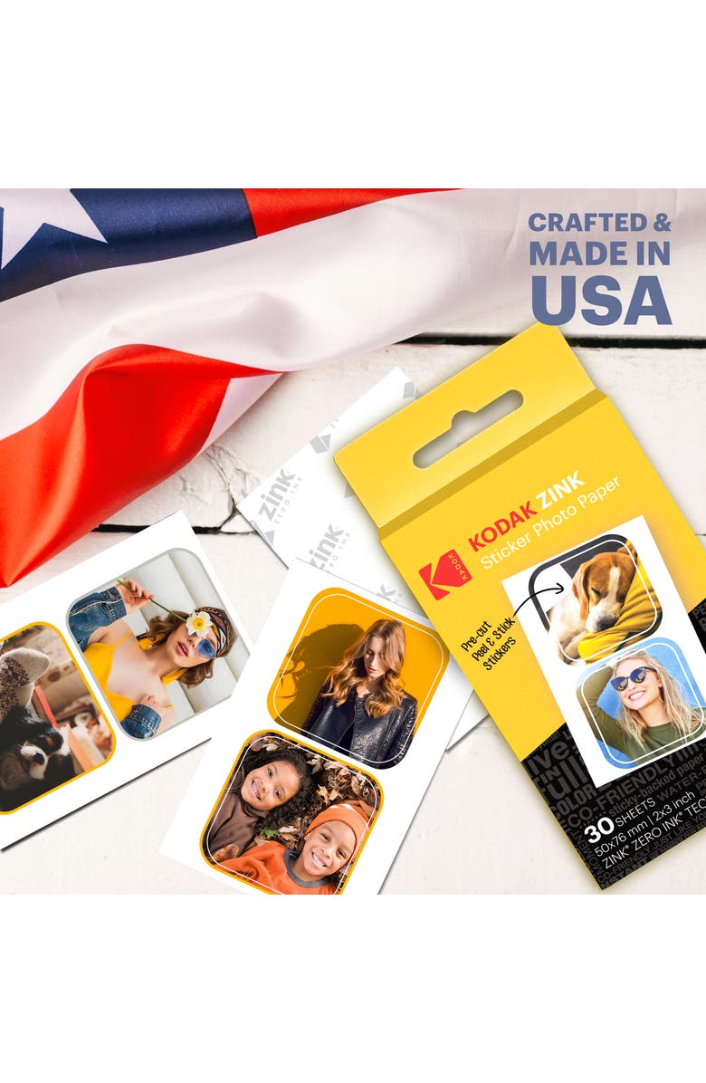 Kodak 2x3 inch Pre-Cut Sticker Photo Paper, Alternate, color, White