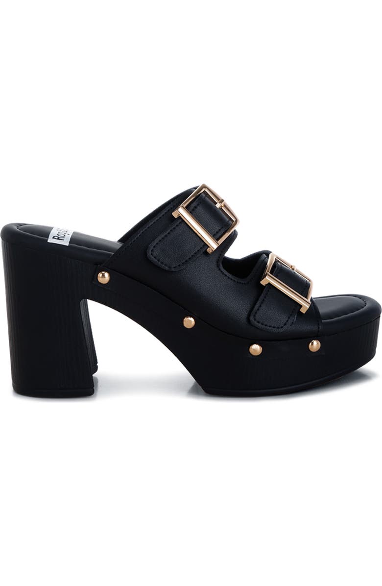 Rag & Co Kenna Double Buckle Strap Platform Sandal, Alternate, color, Black