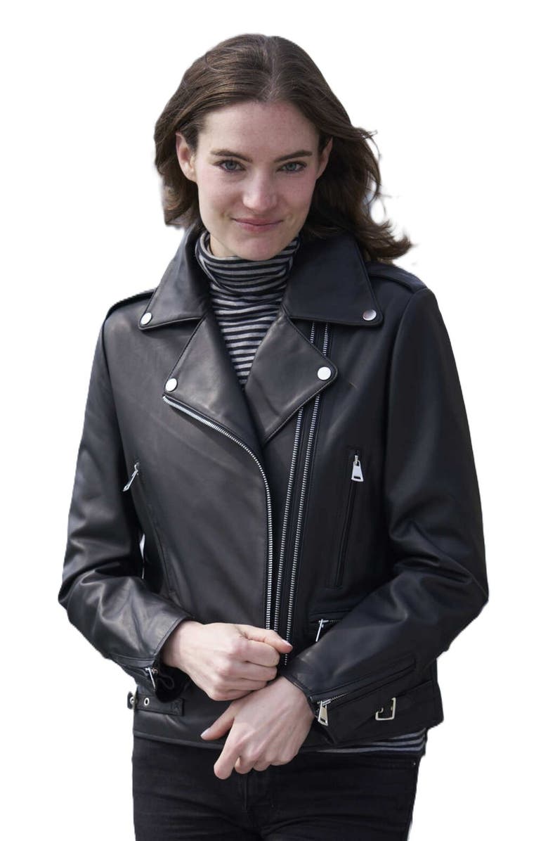 Blue Duck Leather Jacket, Main, color, Black