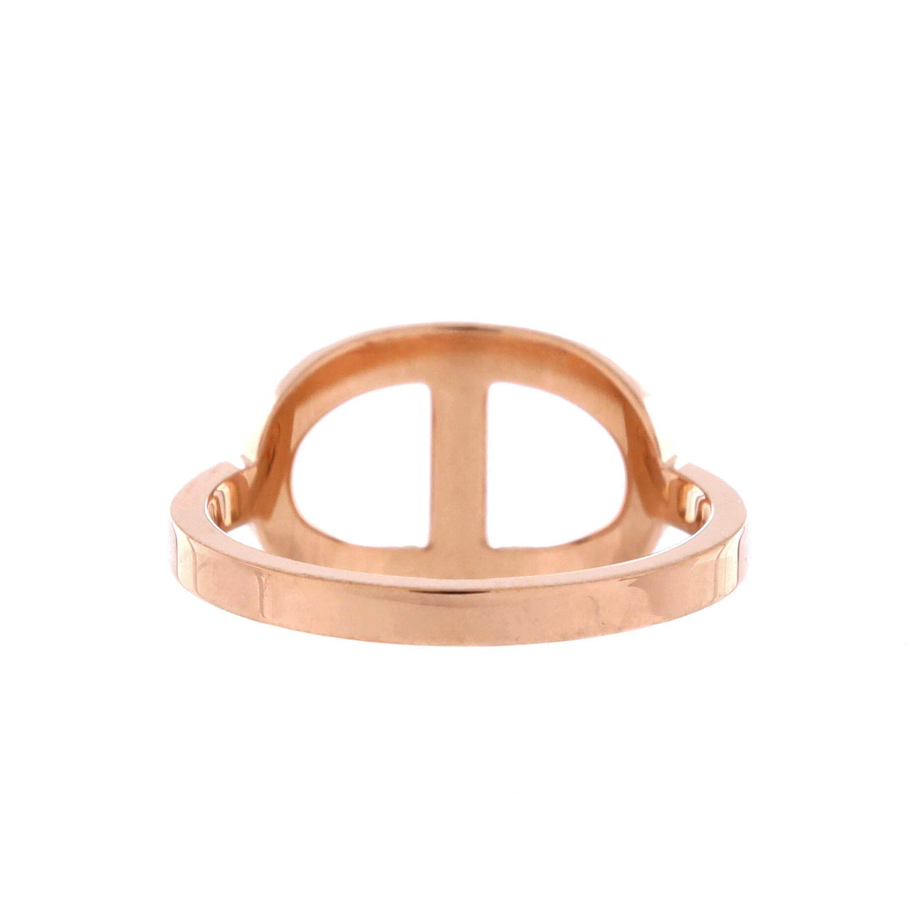 Pre-Owned Hermes Chaine d'Ancre Contour Ring 18K Rose Gold and Diamonds Medium, Alternate, color, Rose Gold