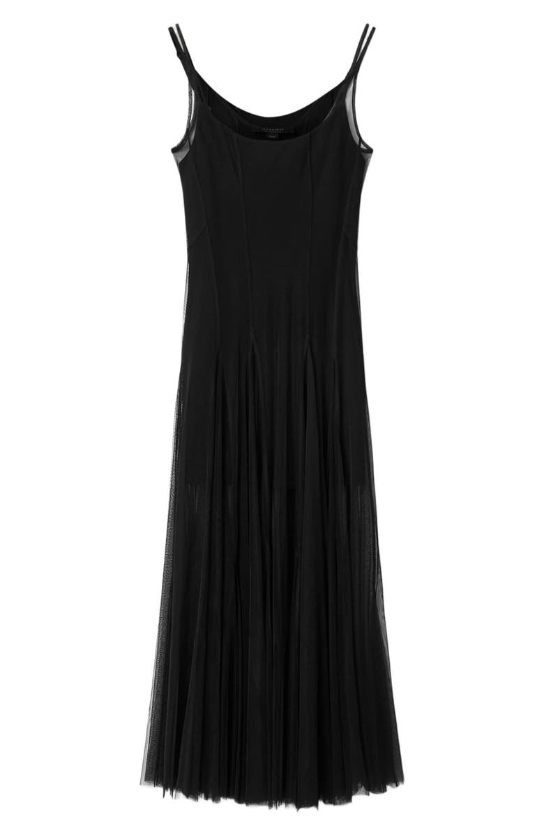 AllSaints Harmonia Mesh Maxi Dress, Alternate, color, Black