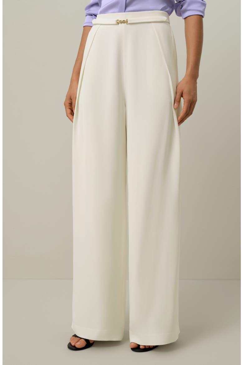 Women's Heavy-Weight Silk Crepe Wide-Leg Pants, Alternate, color, Natural White