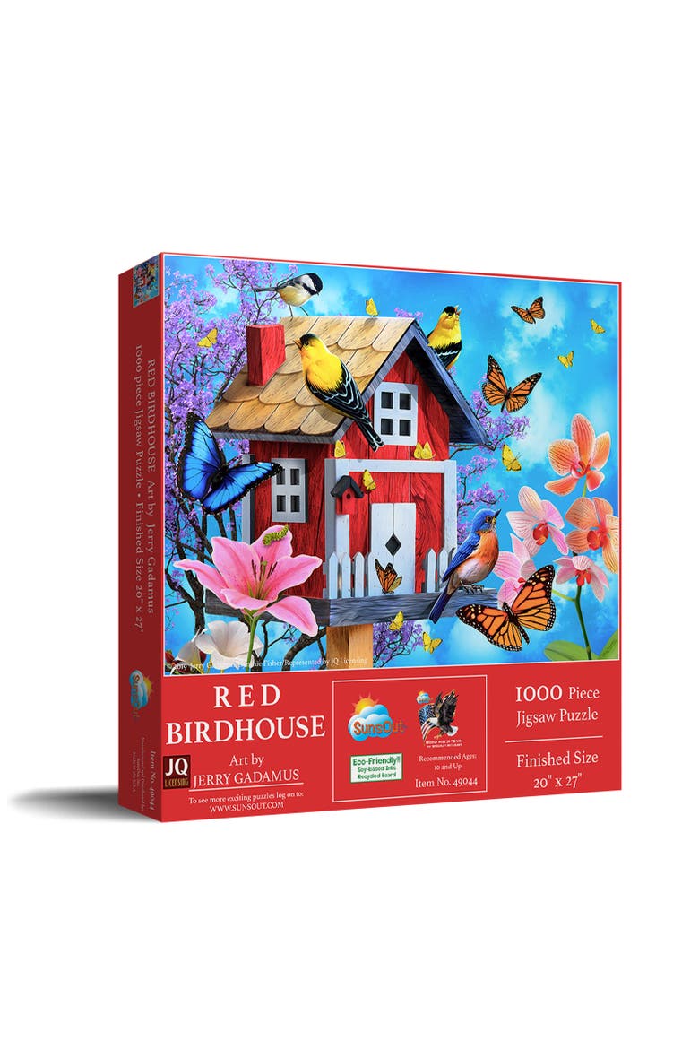 Red Birdhouse 1000 piece Jigsaw Puzzle for Adults, Main, color, Multicolor