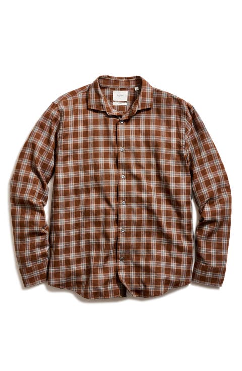 Standard Fit Windowpane Check Cotton Flannel Button-Up Shirt