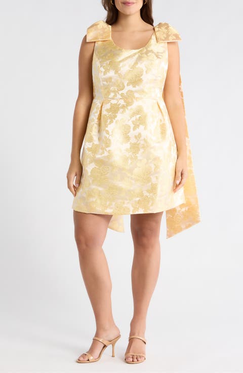 Duson Jacquard Bow Sash Minidress (Plus)
