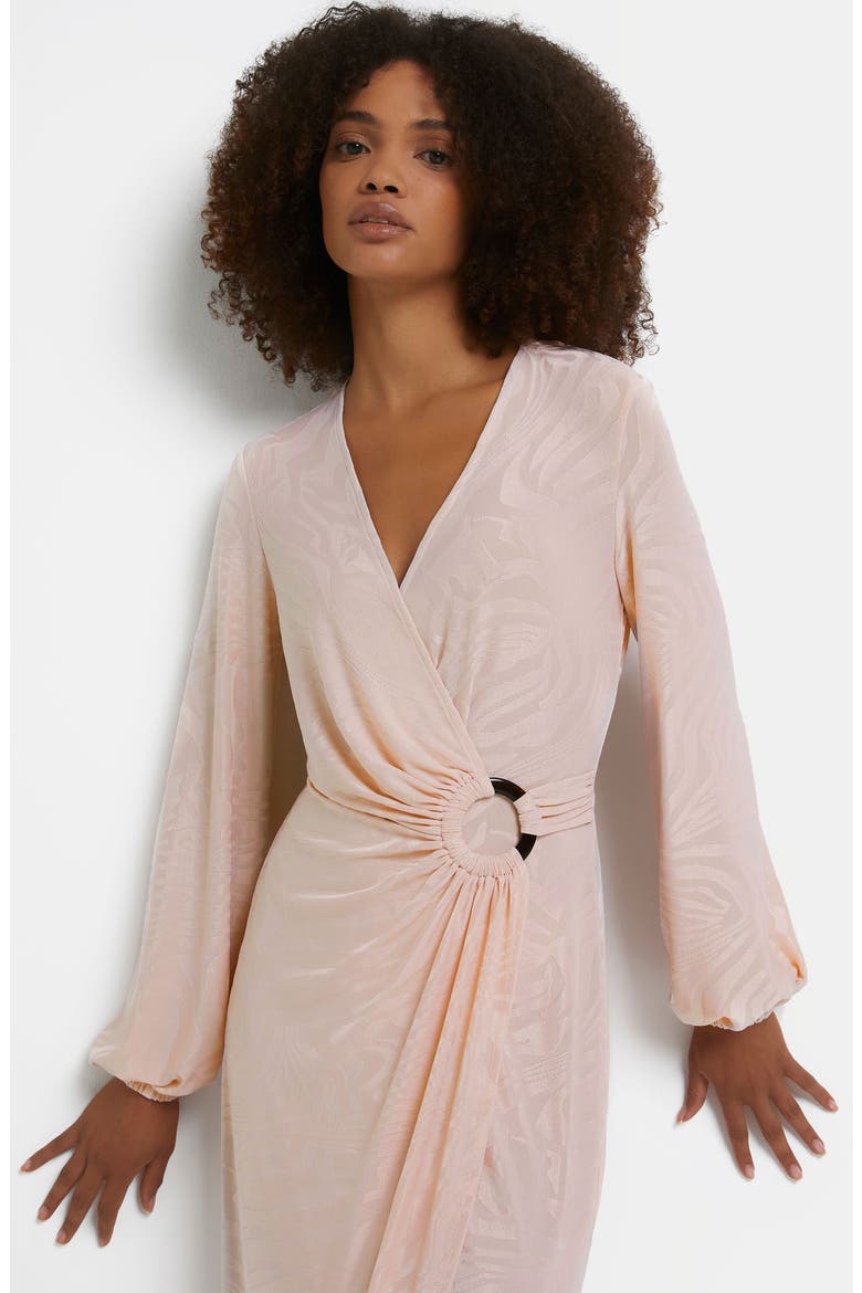 Long Sleeve Ring Jacquard Midi Dress, Alternate, color, BEIGE LIGHT