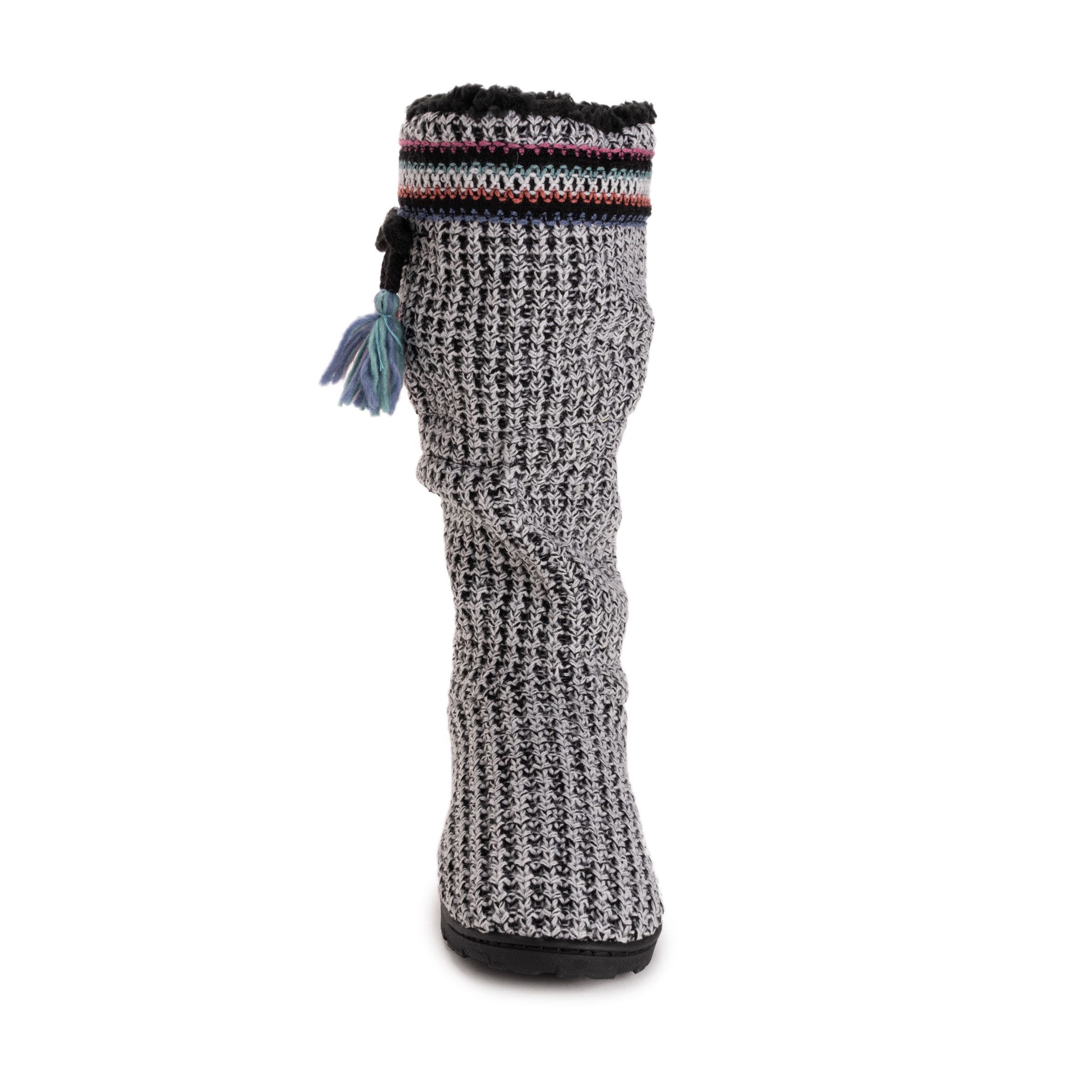 MUK LUKS Tabbi Toggle Slipper Boot, Alternate, color, Black/White