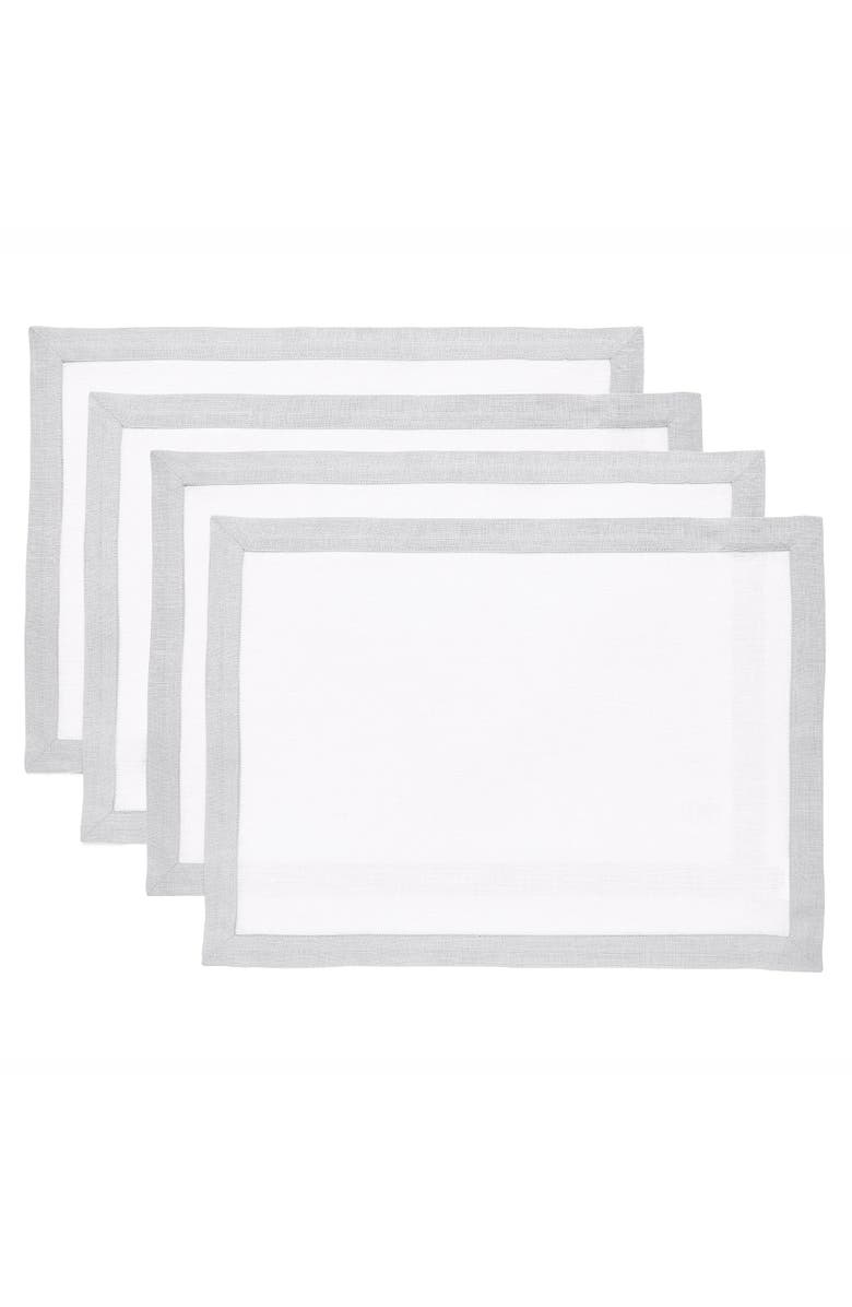 Solino Home Linen Placemats - Classic, 14" x 19", Main, color, Soft Grey And White