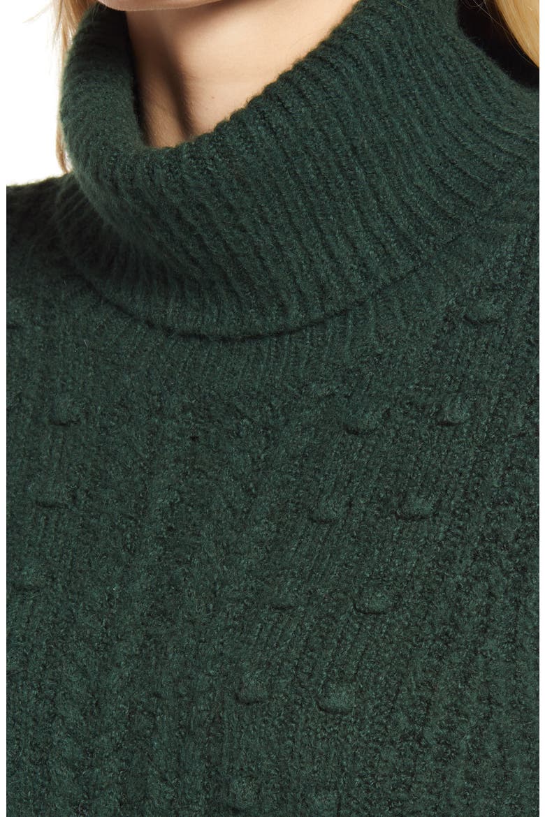 Cable & Bobble Turtleneck Sweater, Alternate, color, GREEN PARK