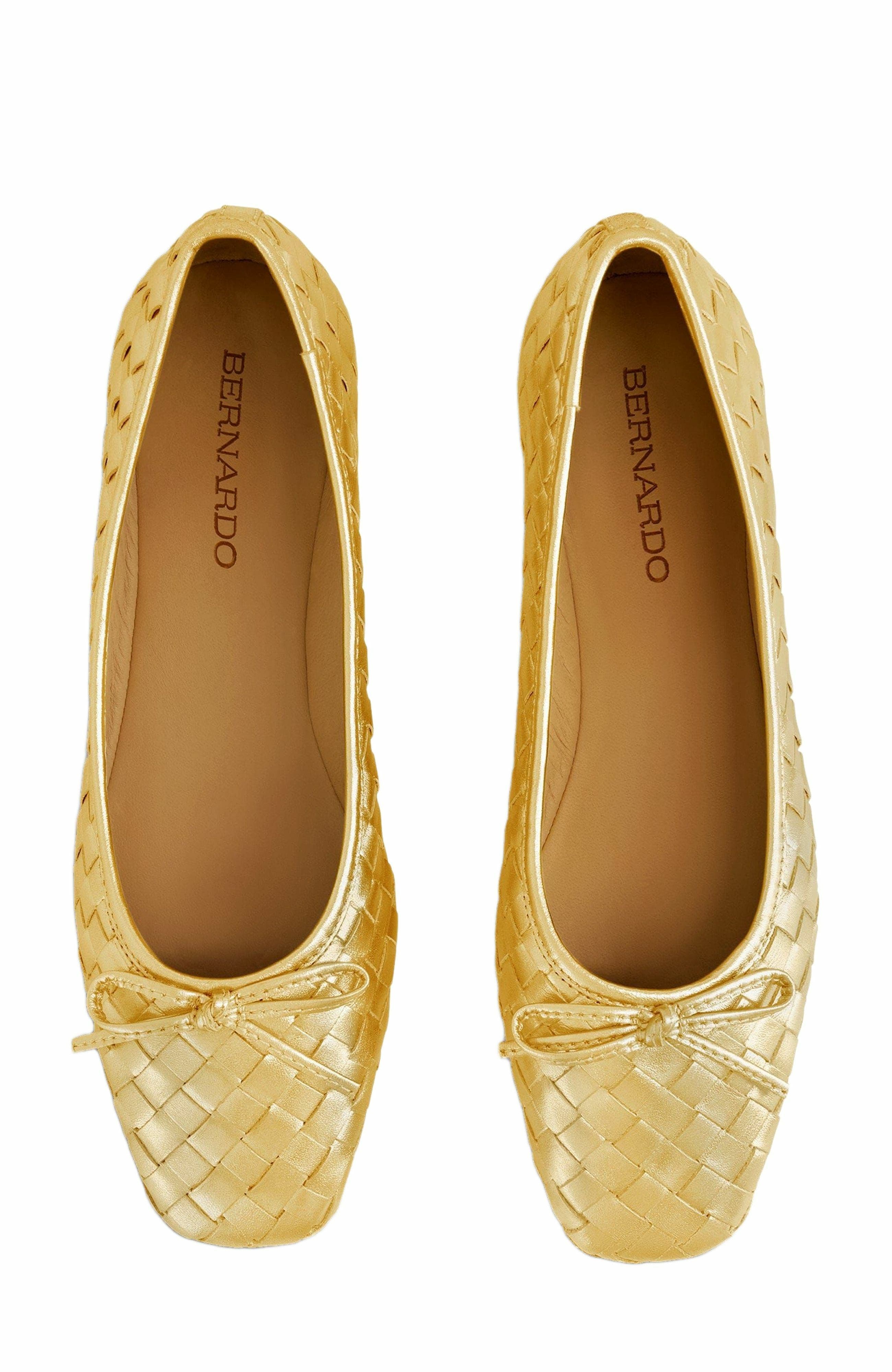 Bernardo Footwear Gwynn Woven Ballet Flat, Alternate, color, Gold