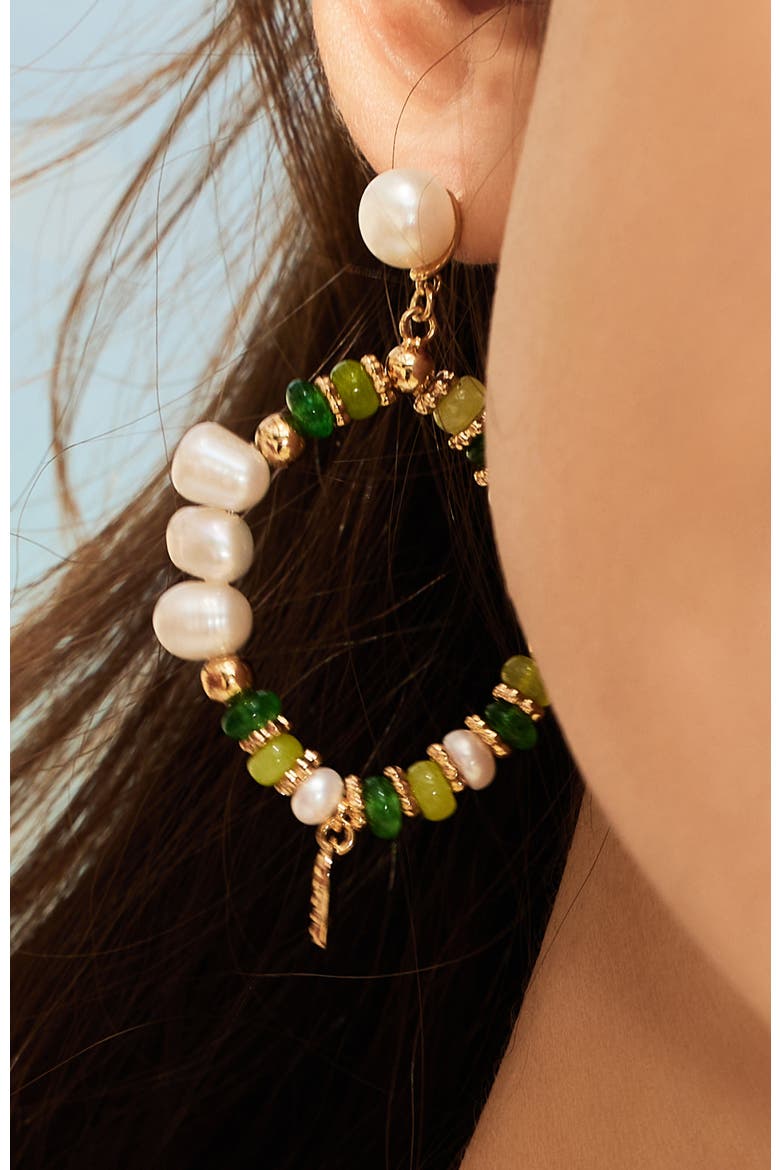 Thetis Earrings, Alternate, color, Green & White