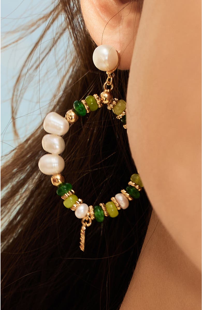 RC RETRO CHIC Thetis Earrings, Alternate, color, Green & White