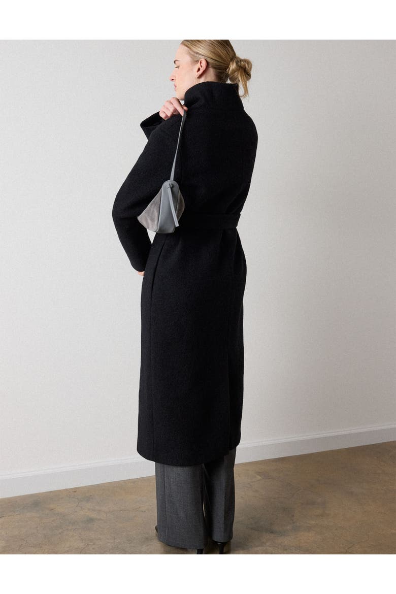 Funnel Belted Wrap Coat, Alternate, color, Black