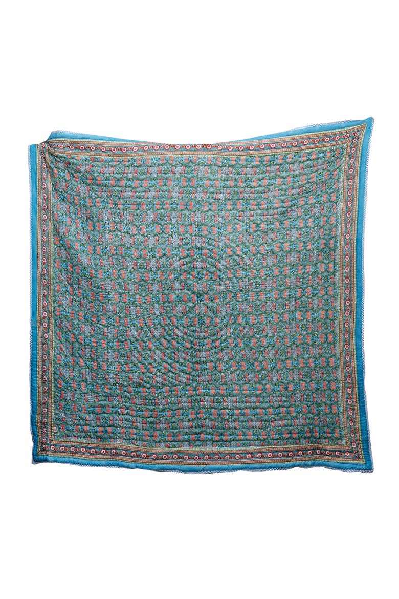 Topanga Quilt - Queen, Alternate, color, White, blue, green, pink