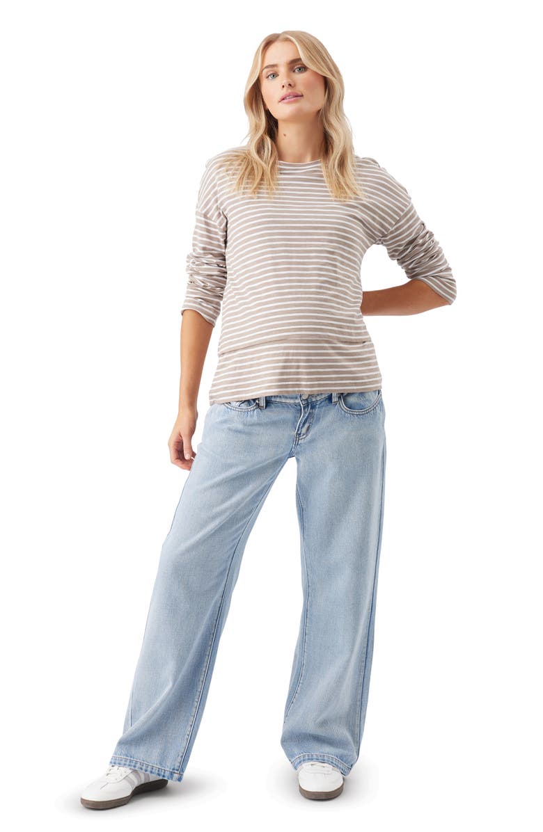 Ripe Maternity Claudette Long Sleeve Nursing Top, Alternate, color, Taupe / White