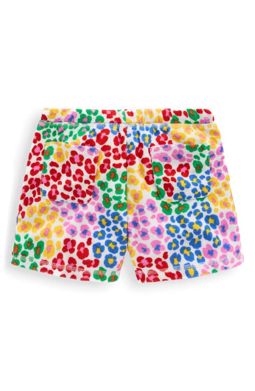 Mini Boden Kids' Rainbow Leopard Spot Terry Cloth Shorts In Multi