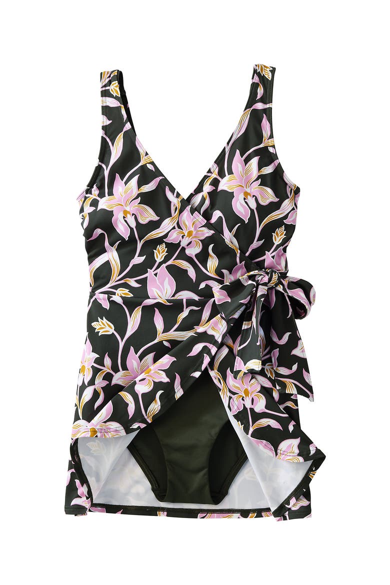 bikini swim dress Capriosca Swimwear - Catalina Chlorine Resistant Wide Strap - NO PANT The Sporti Plus Size Tropical Floral Swim Dress is a fashionable and practical way to show off your sense of style any time that you head into the water Navy V-Neck Ruffled Swim Dress