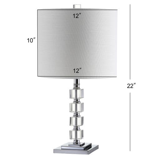 Jonathan Y Barnard 22" Led Crystal/metal Table Lamp, Clear In Clear/chrome