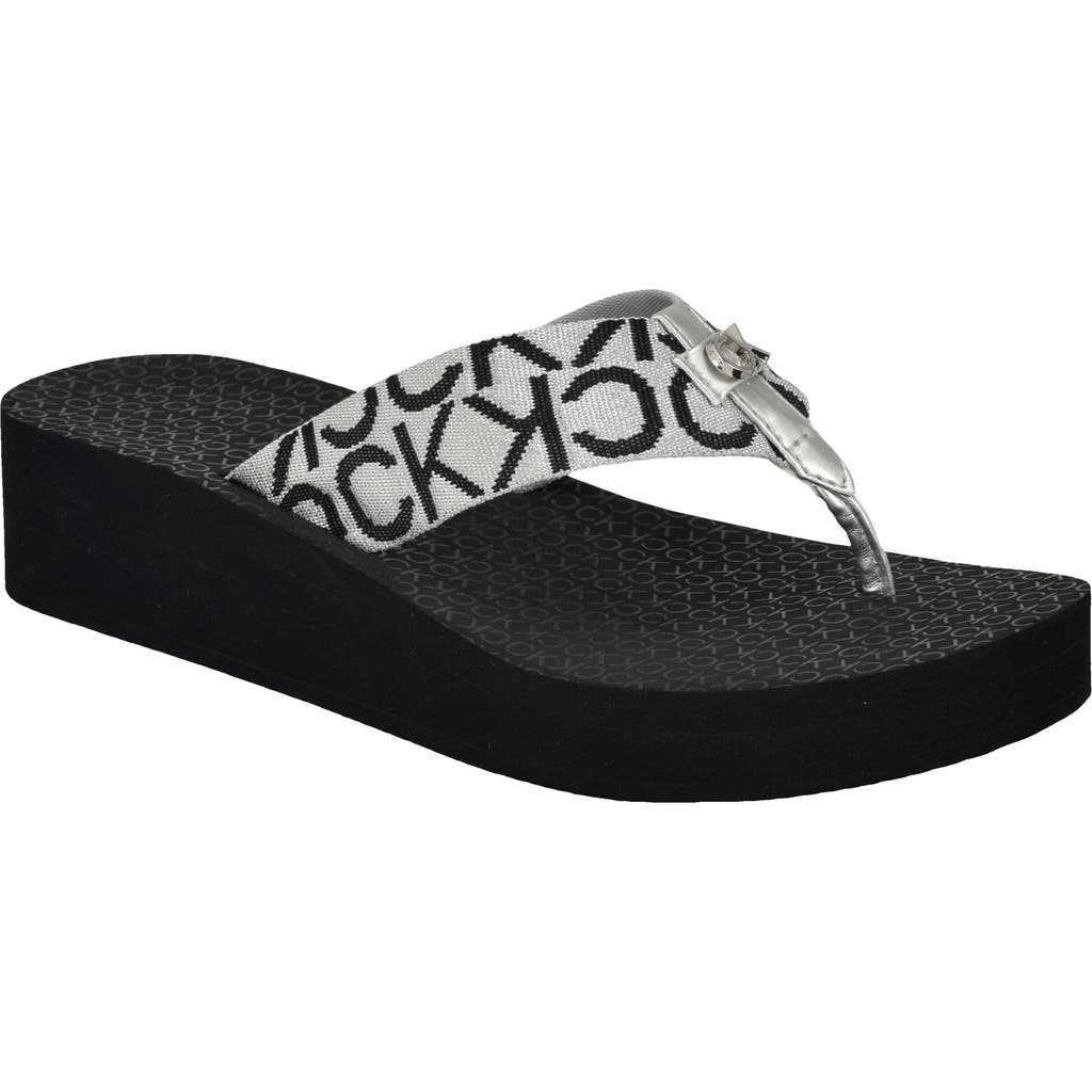 Calvin Klein Women's Meena Logo Platform Flip-flop Sandals In Multi