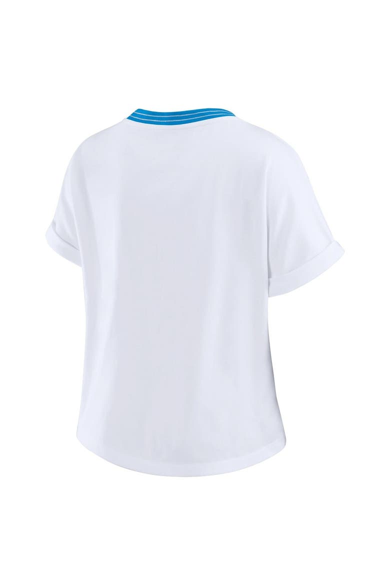 Women's WEAR by Erin Andrews White Houston Oilers Cropped Center Stripe Dolman T-Shirt, Alternate, color, White
