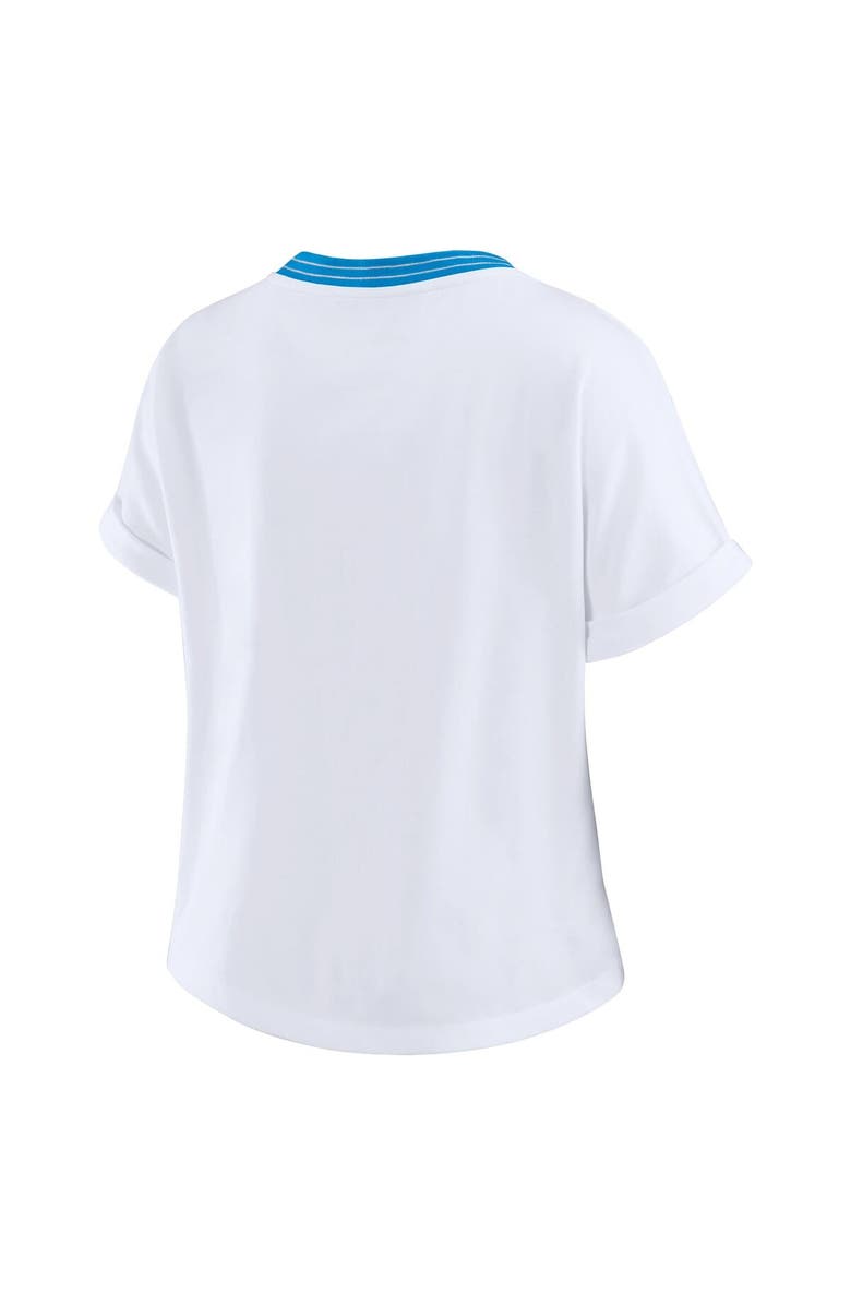 WEAR by Erin Andrews Women's WEAR by Erin Andrews White Houston Oilers Cropped Center Stripe Dolman T-Shirt, Alternate, color, White