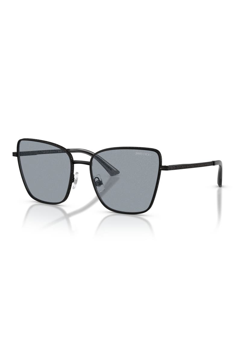 Orli 55mm Square Sunglasses, Alternate, color, MATTE BLACK / GREY GLITTER