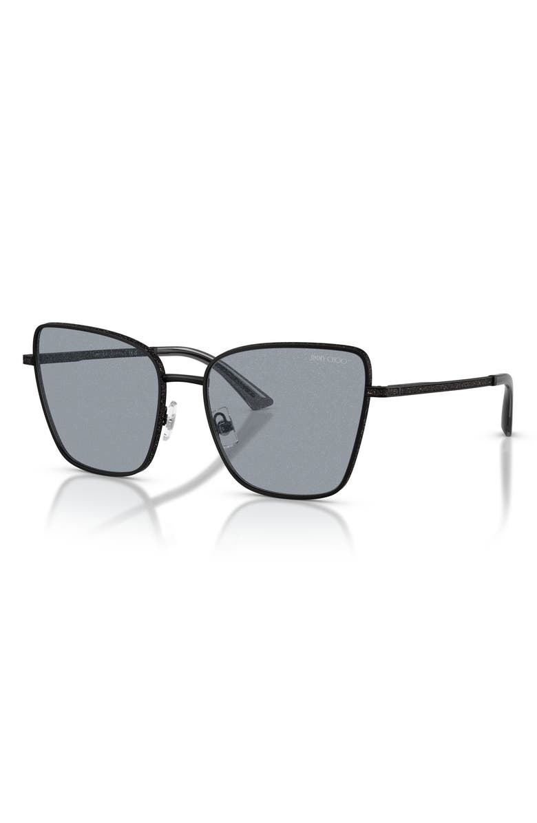Jimmy Choo Orli 55mm Square Sunglasses, Alternate, color, Matte Black / Grey Glitter