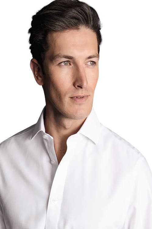 CHARLES TYRWHITT CHARLES TYRWHITT NON-IRON CLIFTON WEAVE CUTAWAY SLIM FIT SHIRT SINGLE CUFF