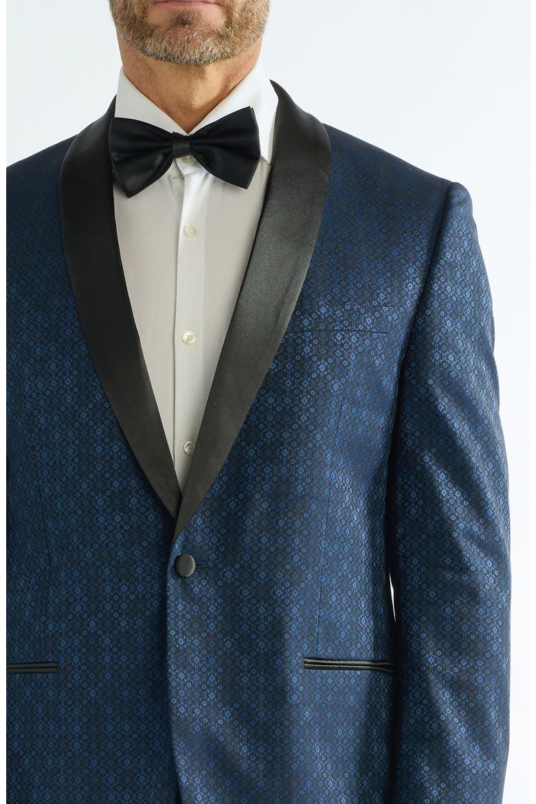 Floral Jacquard Evening Jacket, Alternate, color, NAVY