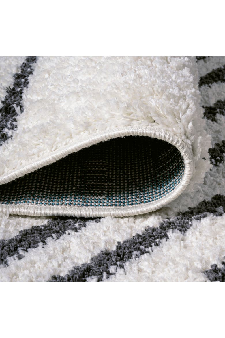 Petra Stripe Geometric Shag Area Rug, Alternate, color, White/Gray