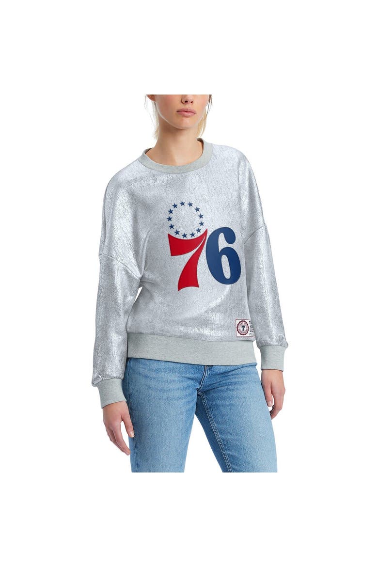 Women's Tommy Jeans Silver Philadelphia 76ers Tracy Pullover Sweatshirt, Alternate, color, Silver