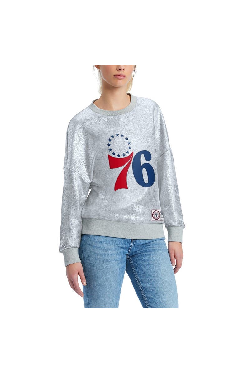 TOMMY JEANS Women's Tommy Jeans Silver Philadelphia 76ers Tracy Pullover Sweatshirt, Alternate, color, Silver