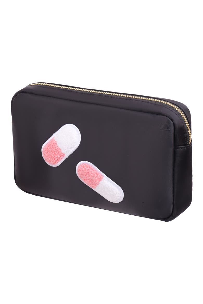 Medium Pill Cosmetics Bag, Alternate, color, BLACK