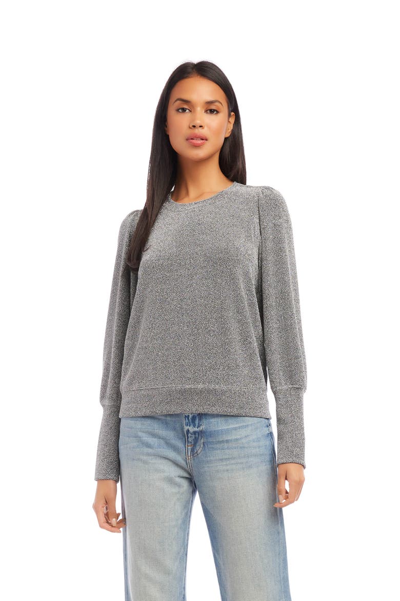 Metallic Bishop Sleeve Top, Alternate, color, METALLIC