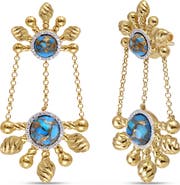 LuvMyJewelry Sunny Cascade Diamond & Turquoise Drop Earrings