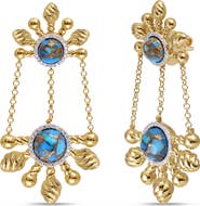 LuvMyJewelry Sunny Cascade Diamond & Turquoise Drop Earrings
