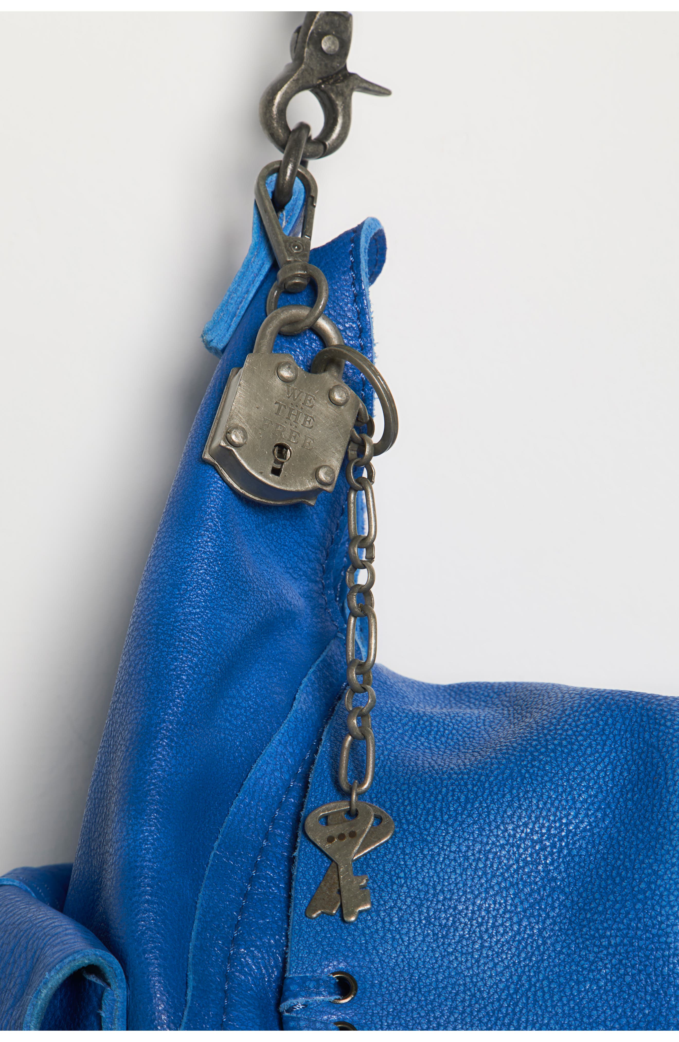 We The Free Leigh Distressed Leather Hobo Bag, Alternate, color, SAPPHIRE