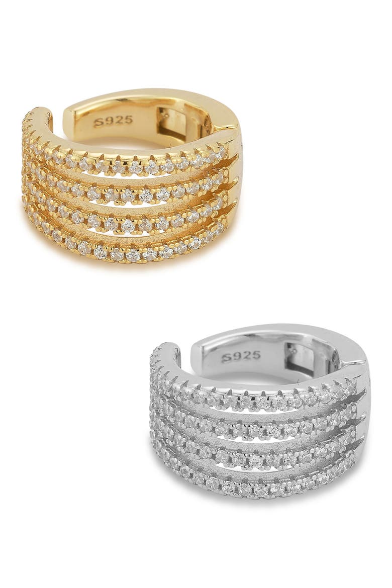 Set of 2 Cubic Zirconia Pav Ear Cuffs, Main, color, MULTI