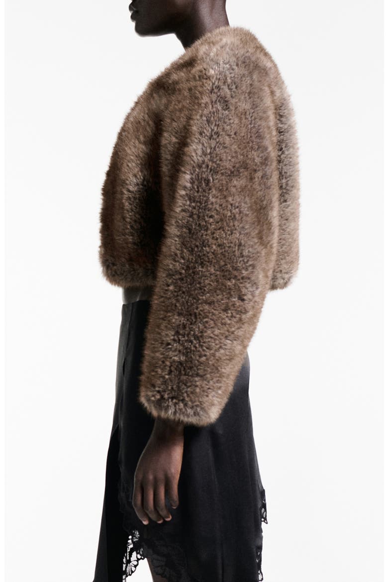 Boleta Faux Fur Crop Jacket, Alternate, color, BEIGE