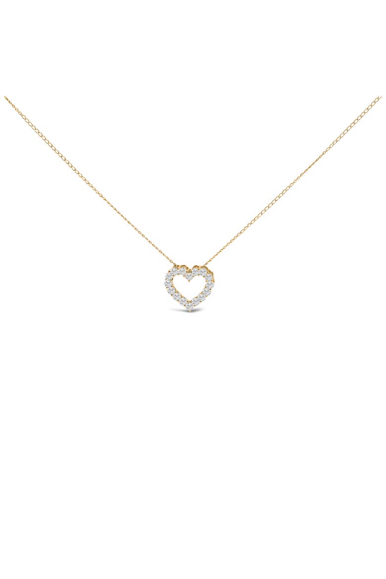 14K Gold 1/2 Carat Lab Grown Diamond Heart Shape Pendant Necklace, Main, color, Yellow