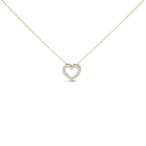 14K Gold 1/2 Carat Lab Grown Diamond Heart Shape Pendant Necklace