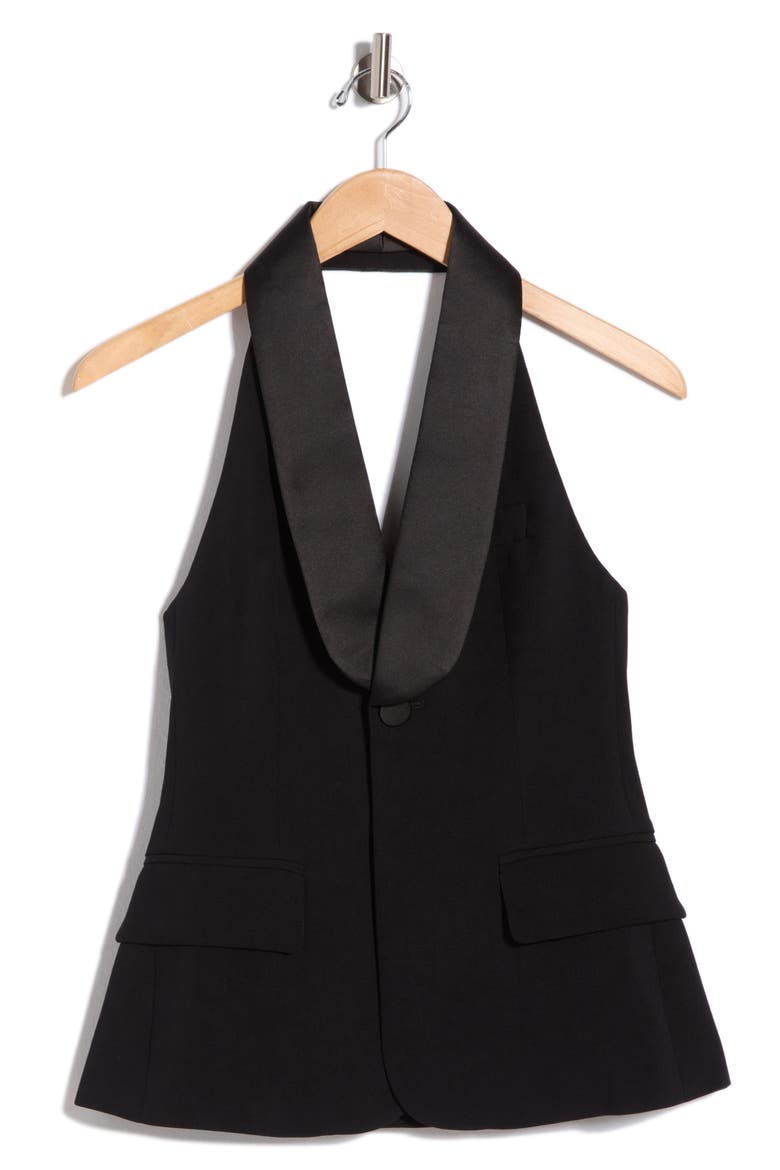 Payton Wool Blend Tuxedo Vest, Main, color, BLACK