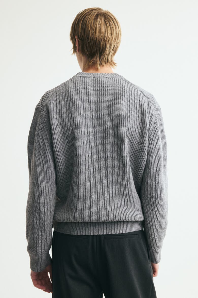 Relaxed-Fit Rib-Knit Sweater, Alternate, color, Gray