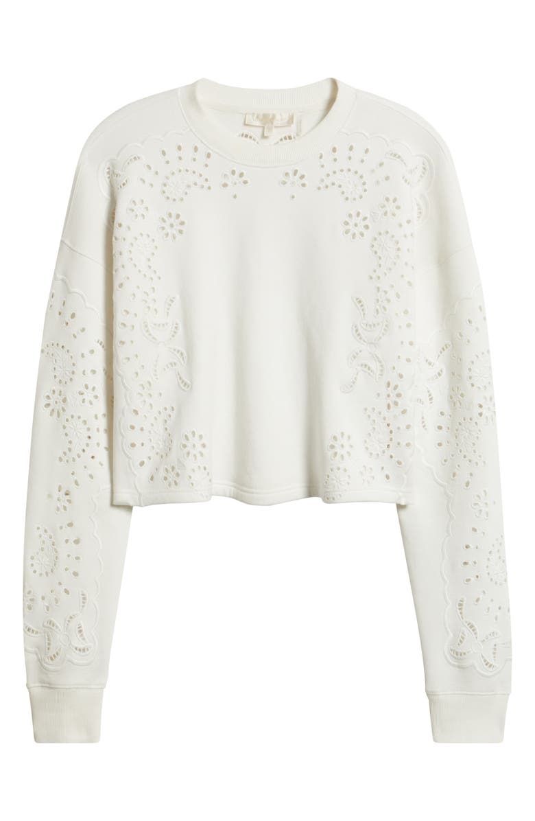 LoveShackFancy Lalo Eyelet Sweatshirt, Main, color, 