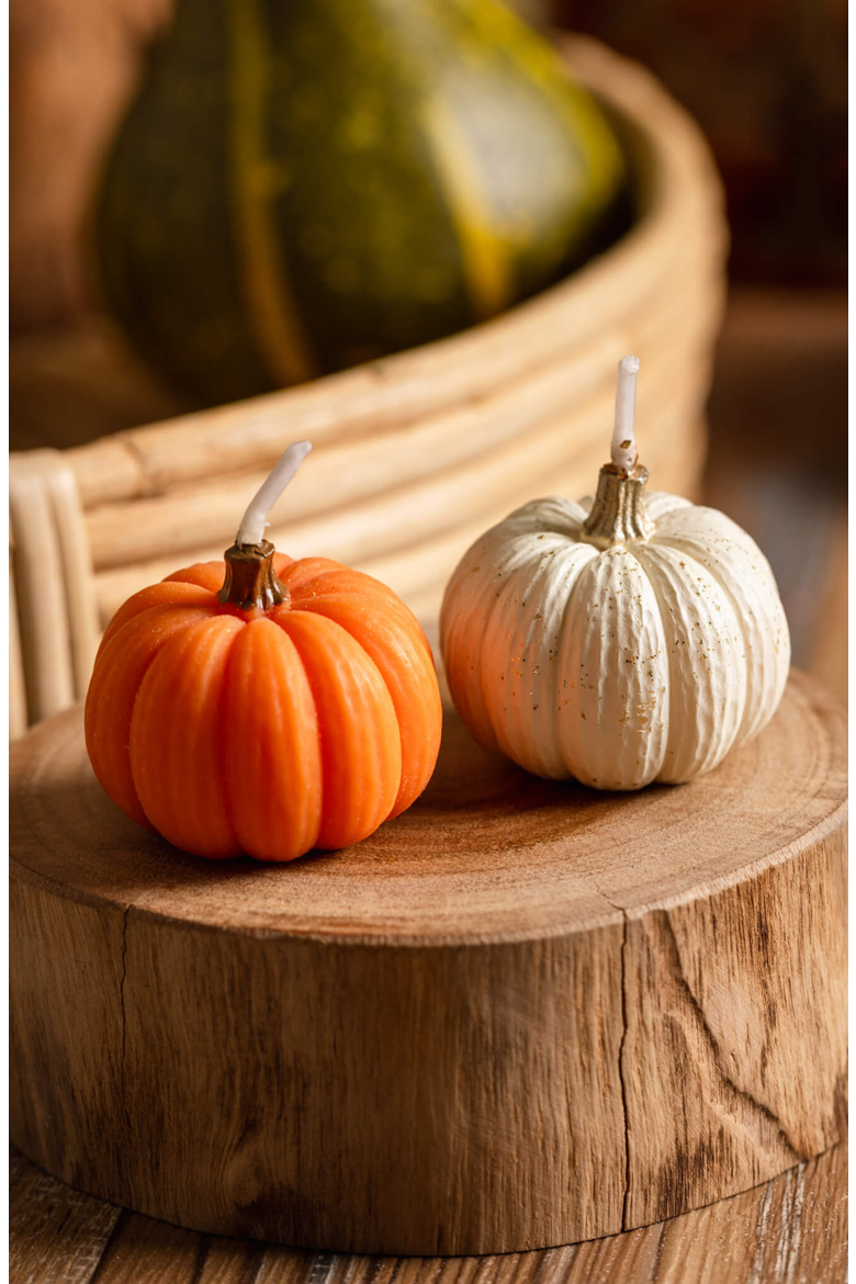 Pumpkin Candle Set, Alternate, color, Orange / Off-white