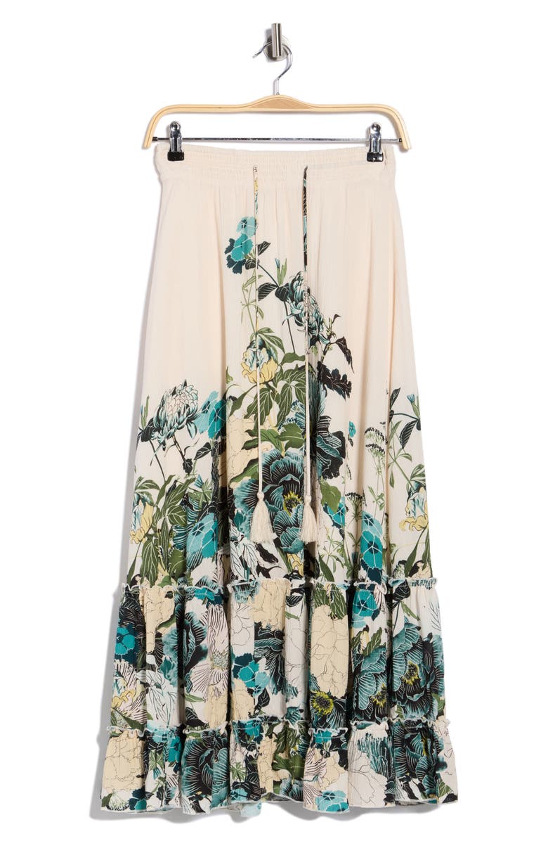T Tahari Print Skirt, Alternate, color, Latte Botanical Print